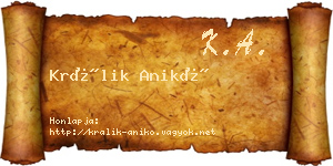 Králik Anikó névjegykártya